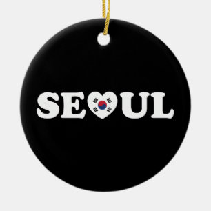 Seoul Kärlek Heart Taegeukgi Flagga Julgransprydnad Keramik