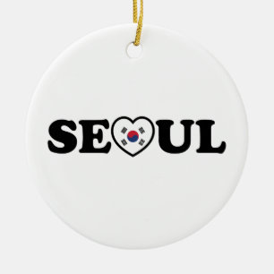 Seoul Kärlek Heart Taegeukgi Flagga Julgransprydnad Keramik