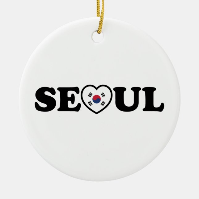 Seoul Kärlek Heart Taegeukgi Flagga Julgransprydnad Keramik (Framsidan)