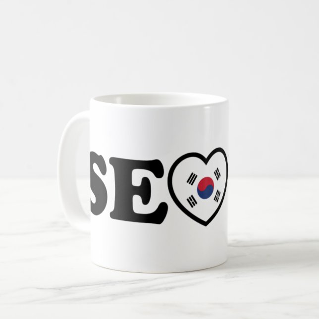 Seoul Kärlek Heart Taegeukgi Flagga Kaffemugg (Framsida vänster)