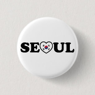 Seoul Kärlek Heart Taegeukgi Flagga Knapp