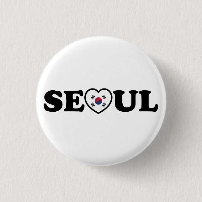 Seoul Kärlek Heart Taegeukgi Flagga Knapp (Framsida)