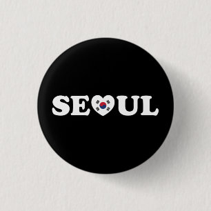 Seoul Kärlek Heart Taegeukgi Flagga Knapp