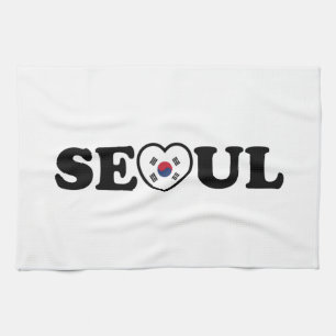 Seoul Kärlek Heart Taegeukgi Flagga Kökshandduk