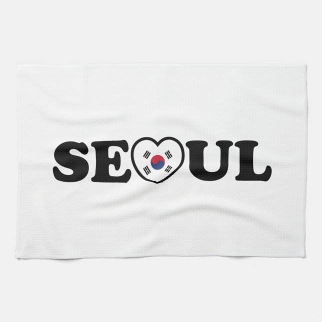 Seoul Kärlek Heart Taegeukgi Flagga Kökshandduk (Horisontell)