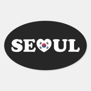 Seoul Kärlek Heart Taegeukgi Flagga Ovalt Klistermärke
