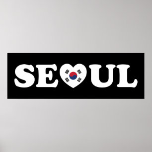 Seoul Kärlek Heart Taegeukgi Flagga Poster