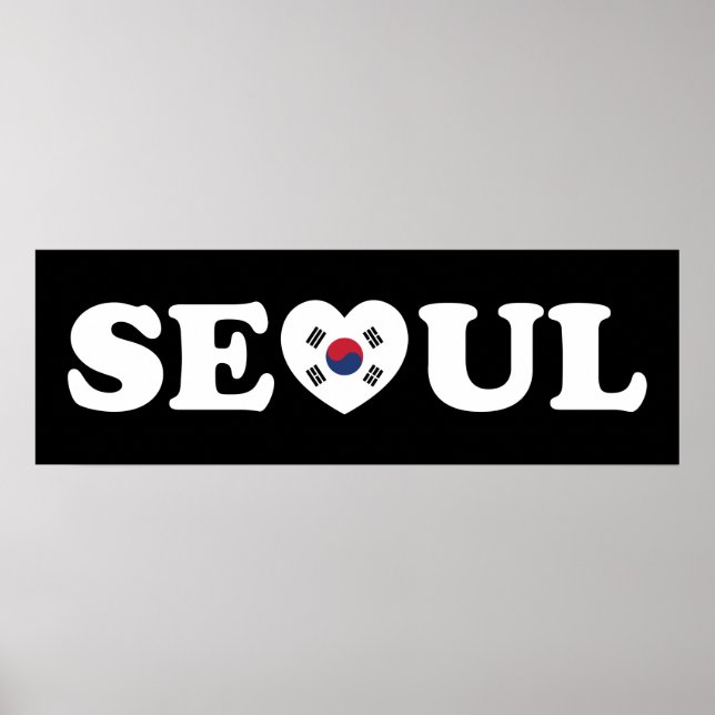 Seoul Kärlek Heart Taegeukgi Flagga Poster (Framsidan)
