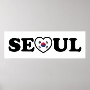 Seoul Kärlek Heart Taegeukgi Flagga Poster