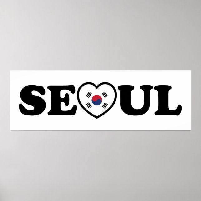 Seoul Kärlek Heart Taegeukgi Flagga Poster (Framsidan)