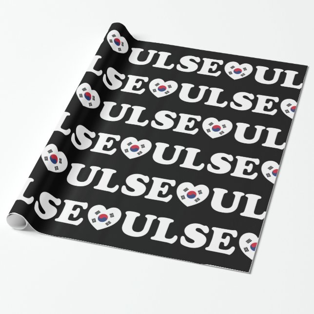 Seoul Kärlek Heart Taegeukgi Flagga Presentpapper (Utrullad)