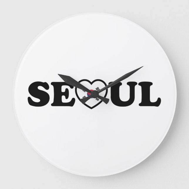 Seoul Kärlek Heart Taegeukgi Flagga Stor Klocka (Framsida)
