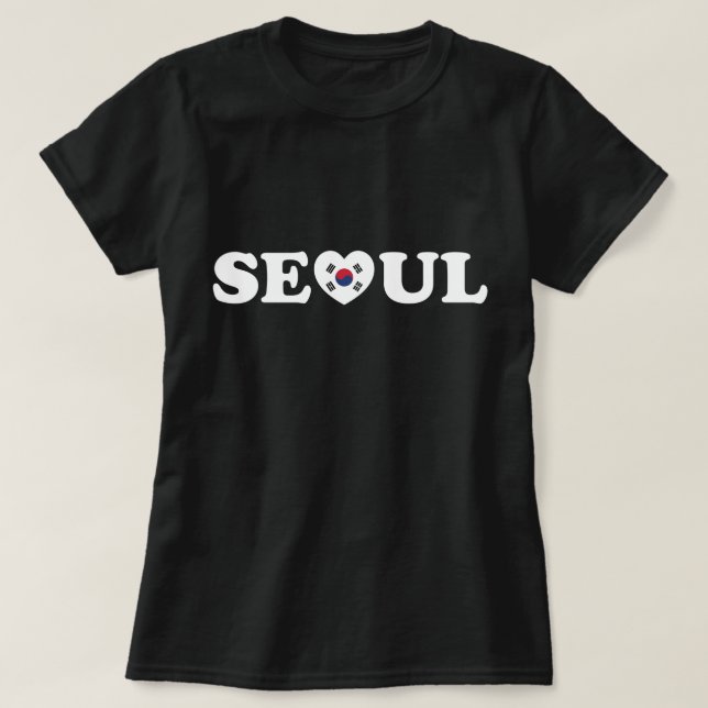 Seoul Kärlek Heart Taegeukgi Flagga T Shirt (Design framsida)