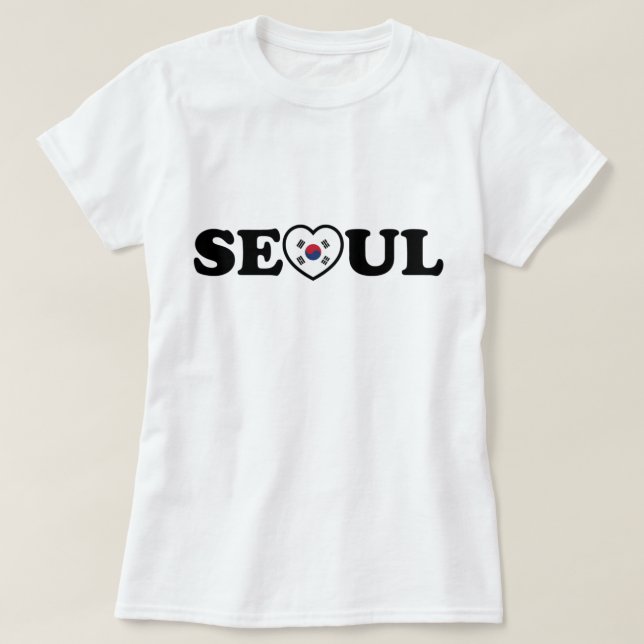 Seoul Kärlek Heart Taegeukgi Flagga T Shirt (Design framsida)