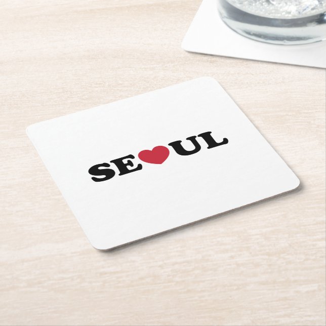 Seoul Kärlek Heart Underlägg Papper Kvadrat (Vinklad)