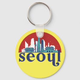 Seoul Korea Retro Sol City Skyline Cityscape Art Nyckelring