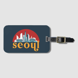 Seoul Korea Vintage City Skyline Cityscape Art Bagagebricka