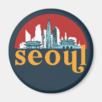 Seoul Korea Vintage City Skyline Cityscape Art