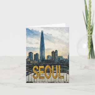 Seoul Korea Watercolor Kort
