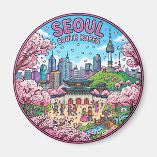 Seoul Körsbärsblom South Korea Magnet