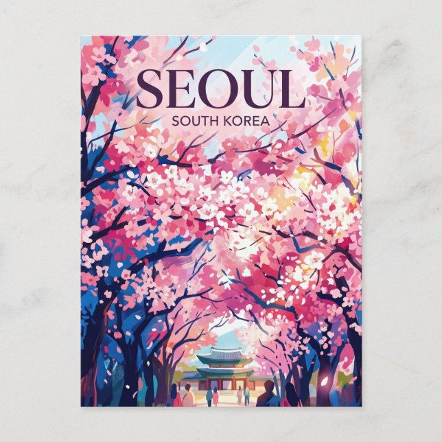 Seoul Körsbärsblomning Sydkorea Vykort (Framsida)