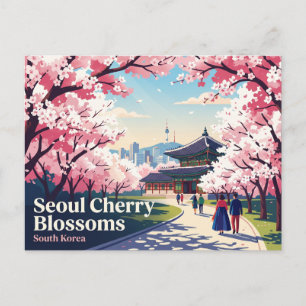 Seoul Körsbärsblomning Sydkorea Vykort