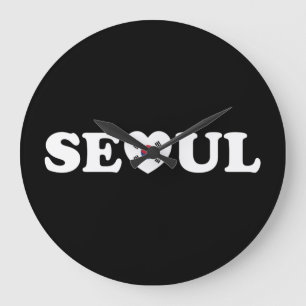 Seoul Love Heart Taegeukgi Flag Stor Klocka