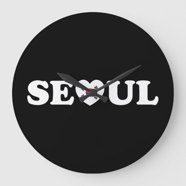 Seoul Love Heart Taegeukgi Flag Stor Klocka (Framsida)