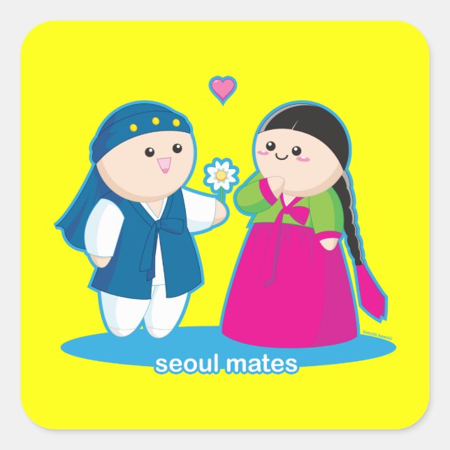 Seoul Mates Fyrkantigt Klistermärke (Framsida)