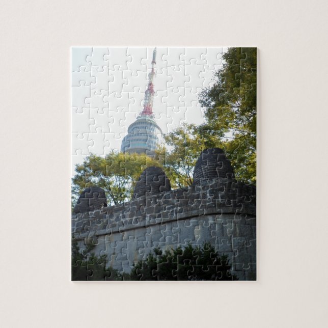 Seoul Namsan torn till och med fyrarna Pussel (Vertikal)