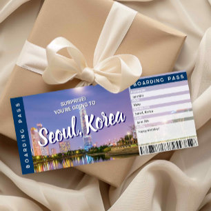 Seoul Överraskningsresa Boarding Pass Gåvokort Inbjudningar