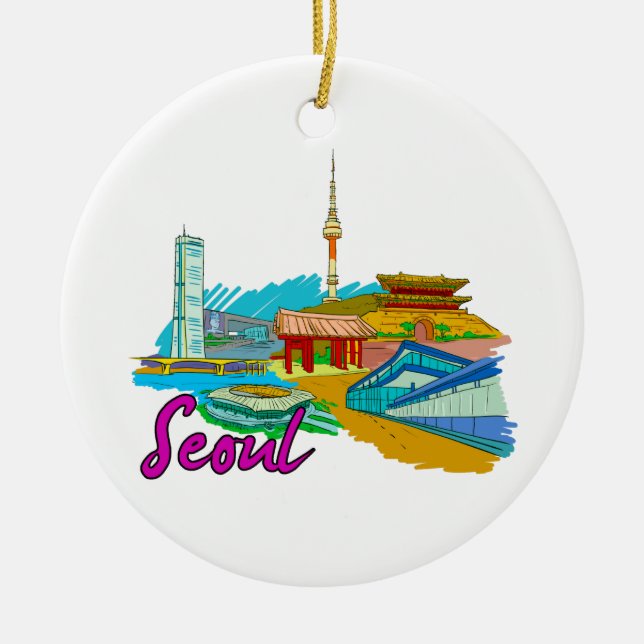 Seoul - södra Korea.png Julgransprydnad Keramik (Framsidan)