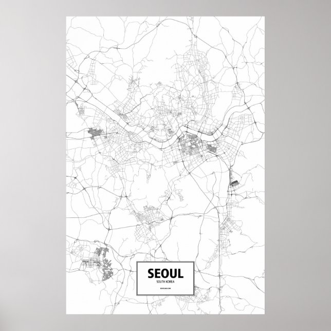 Seoul, South Korea (black on white) Poster (Framsidan)
