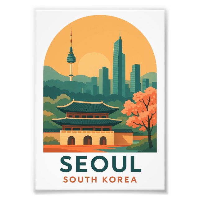 Seoul South Korea Poster – Vintage Travel Art (Framsidan)