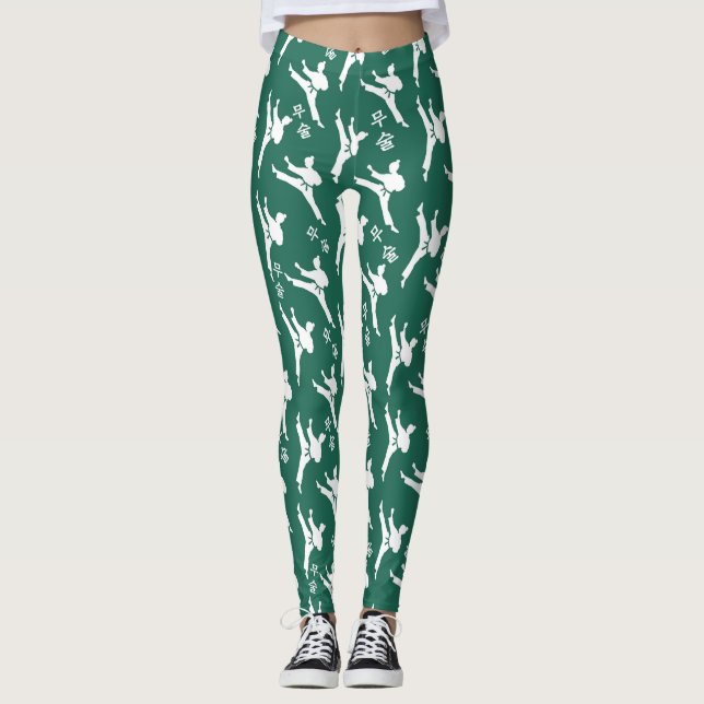 Seoul Spirit Sports Leggings White på Grönt (Framsida)