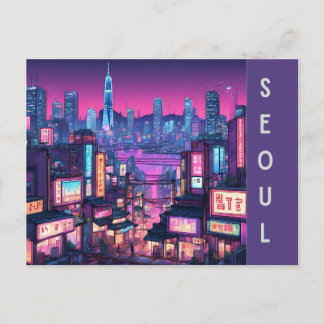 Seoul stadsbild: Urban skönhet i Korea Neon City Vykort