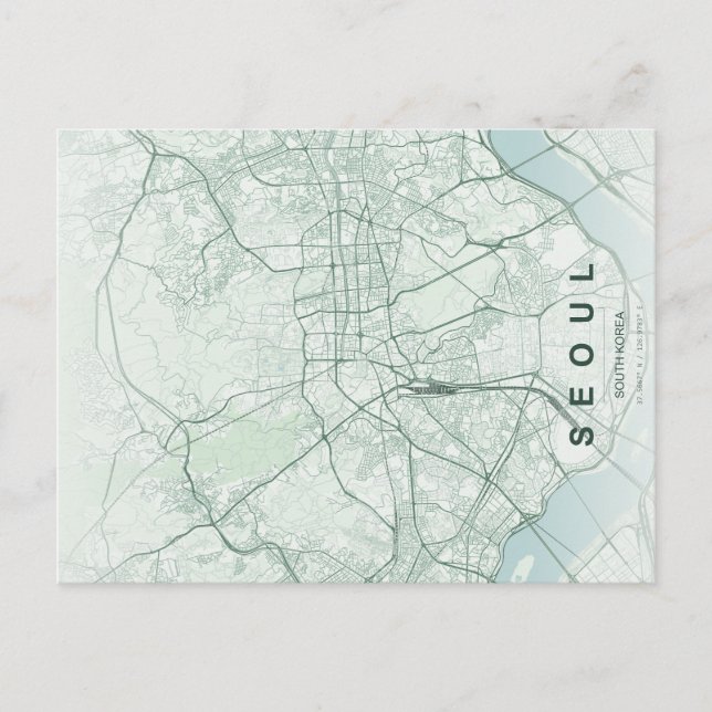 Seoul Sydkorea Karta Minimal Vykort (Framsida)