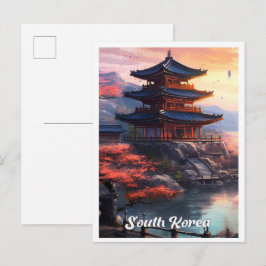 Seoul Sydkorea Konst Vintage Resa Illustration Vykort