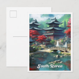 Seoul Sydkorea Konst Vintage Resa Illustration Vykort
