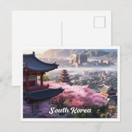 Seoul Sydkorea Konst Vintage Resa Illustration Vykort