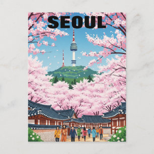 Seoul Sydkorea Körsbärsblom Vykort