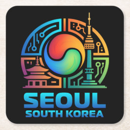 Seoul Sydkorea Underlägg Papper Kvadrat