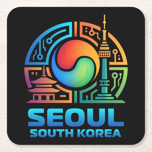 Seoul Sydkorea Underlägg Papper Kvadrat (Framsidan)