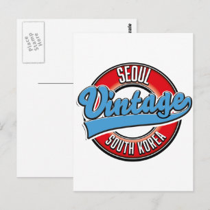 Seoul Sydkorea vintage logotyp Vykort
