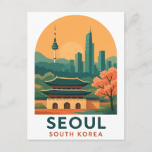 Seoul Sydkorea vykort – Vintage rese konst