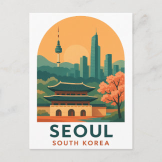 Seoul Sydkorea vykort – Vintage rese konst