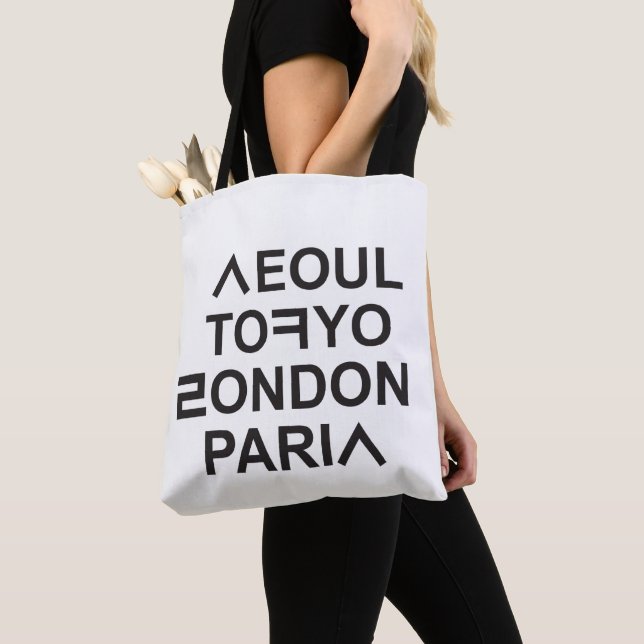 SEOUL TOKYO LONDON PARIS TYGKASSE (Närbild)