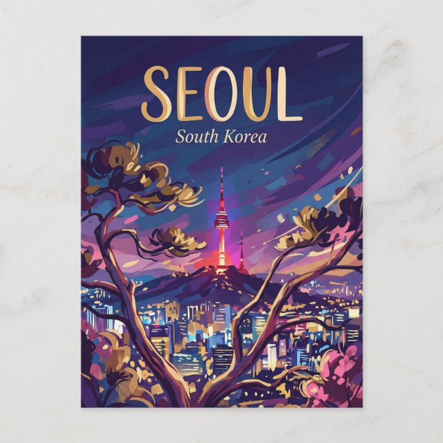 Seoul Tower Sydkorea Vykort (Framsida)