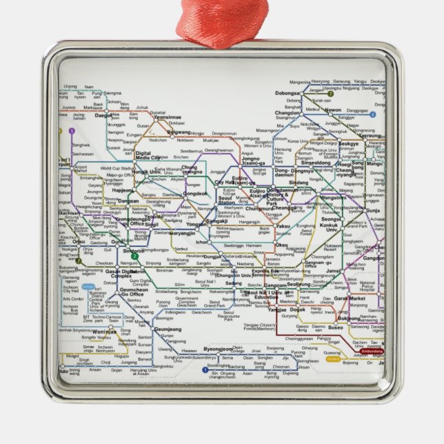 Seoul tunnelbanankarta julgransprydnad metall (Framsidan)