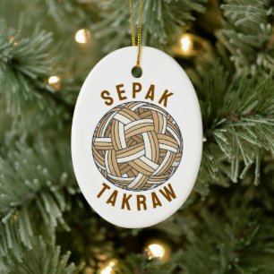 Sepak Takraw Flätad Boll Julgransprydnad Keramik